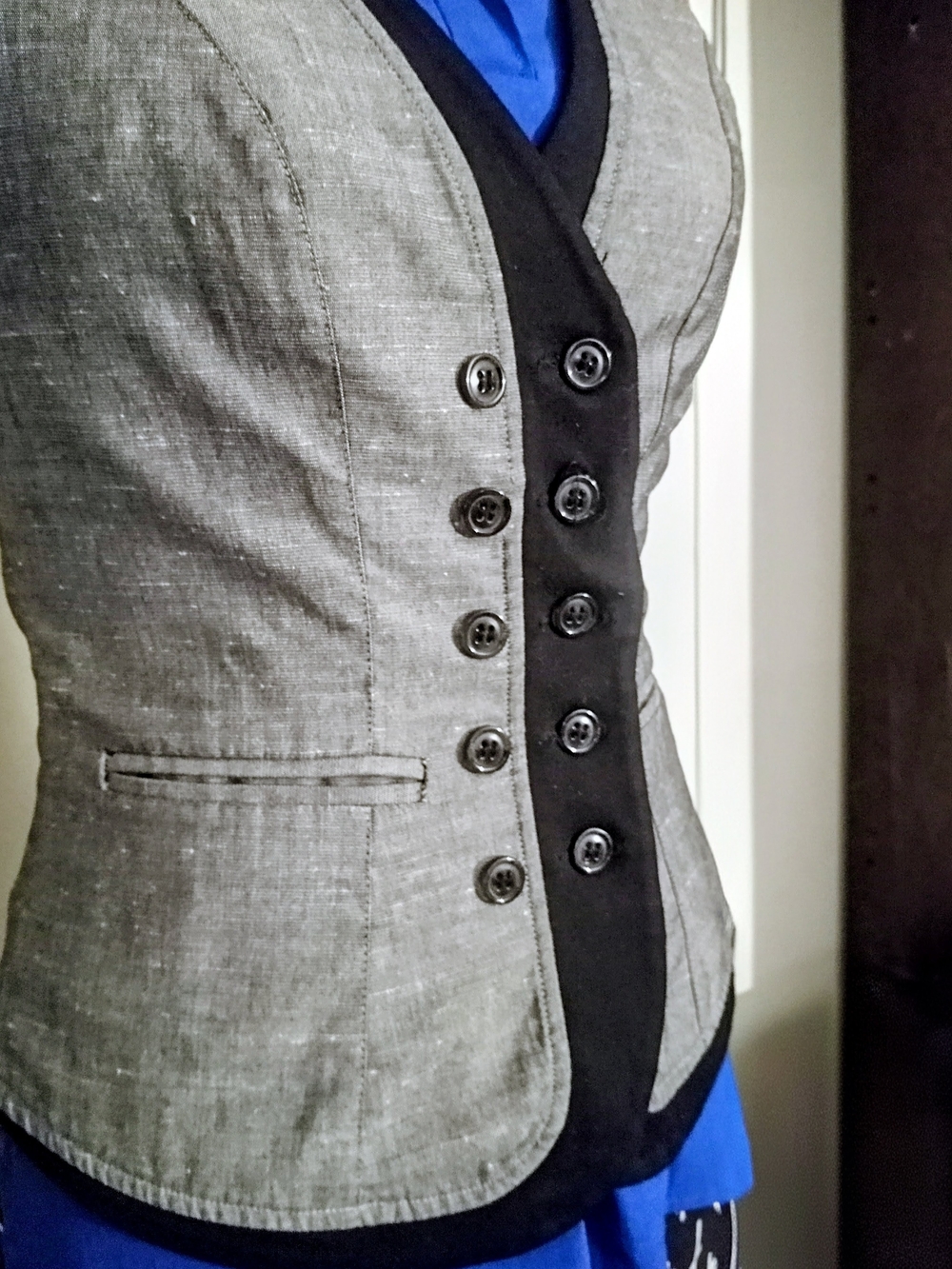 bebe Gray and Black Striped Lined Jacket